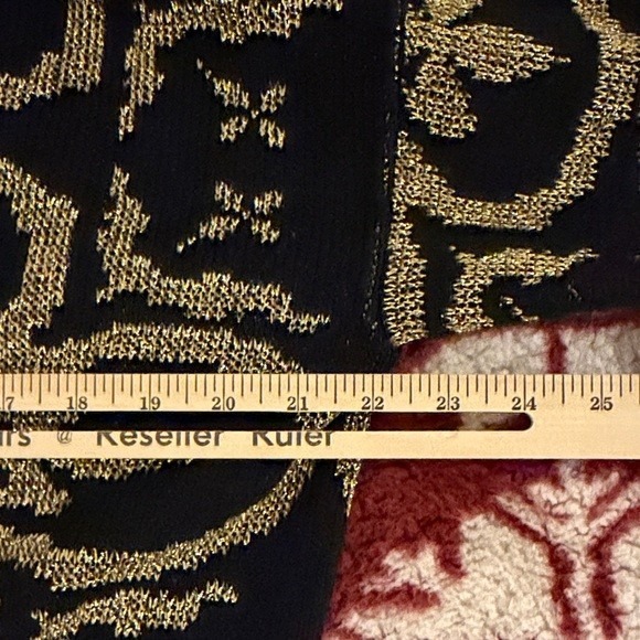 VTG Carriage Court Black Gold Metallic Knit‎ Open Front Cardigan Sweater Women - Picture 7 of 8